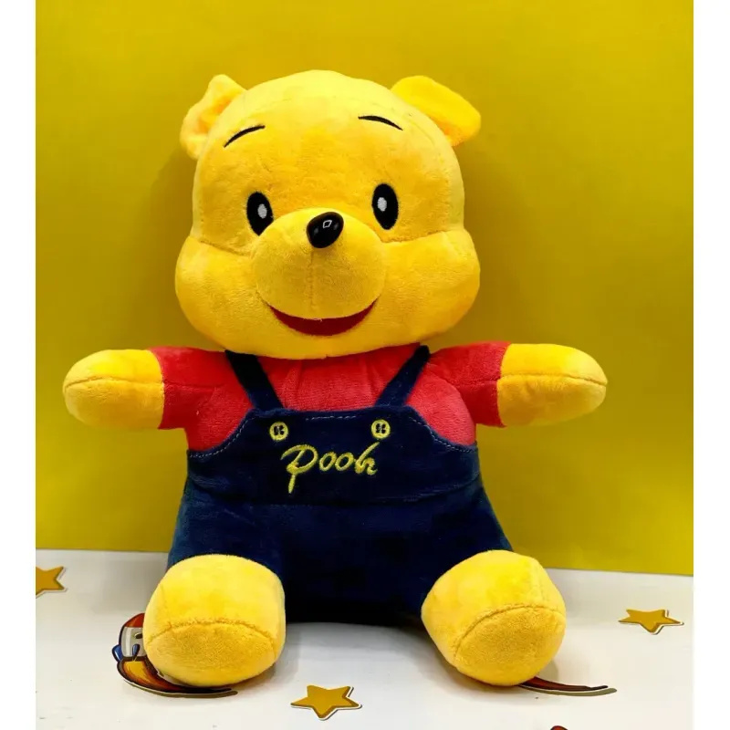 Jucarii, Copii si Bebe - Jucarii si jocuri - Jucarii de plus - Jucarie de Plus Ursuletul Winnie The Pooh 30 cm Galben cu Salopeta Albastra, Sigura pentru Copii 3+ Ani, ABYZ™ - Infinity.ro