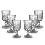 Casa si Gradina - Bucatarie si vesela - Cani si pahare - Pahare - Set 6 Pahare Aperitiv din Sticla cu Picior si Model Elegant Capacitate 50 ml Design Vintage Ideal pentru Lichior ABYZ™ - Infinity.ro