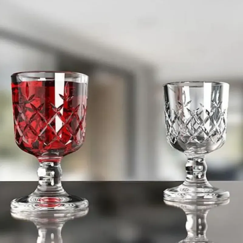 Casa si Gradina - Bucatarie si vesela - Cani si pahare - Pahare - Set 6 Pahare Aperitiv din Sticla cu Picior si Model Elegant Capacitate 50 ml Design Vintage Ideal pentru Lichior ABYZ™ - Infinity.ro