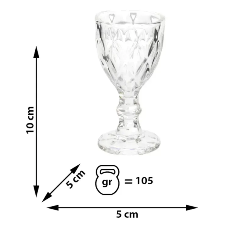 Casa si Gradina - Bucatarie si vesela - Cani si pahare - Pahare - Set 6 Pahare Aperitiv din Sticla cu Picior si Model Elegant Capacitate 60 ml Design Vintage Ideal pentru Lichior – ABYZ™ - Infinity.ro