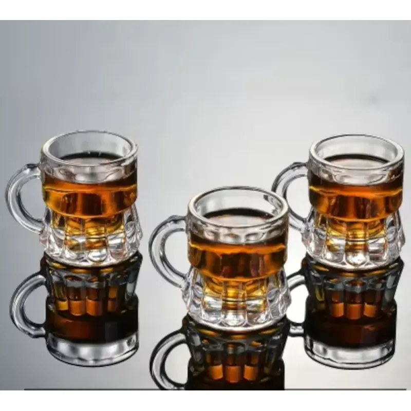 Casa si Gradina - Bucatarie si vesela - Cani si pahare - Pahare - Set 6 Pahare Mini Halba din Sticla Shot-uri 25 ml Design Robust cu Maner Ideal pentru Bauturi Tari ABYZ™ - Infinity.ro