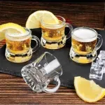 Casa si Gradina - Bucatarie si vesela - Cani si pahare - Pahare - Set 6 Pahare Mini Halba din Sticla Shot-uri 25 ml Design Robust cu Maner Ideal pentru Bauturi Tari ABYZ™ - Infinity.ro