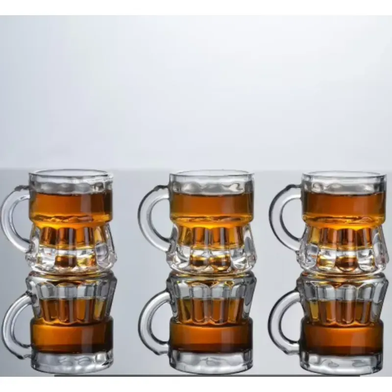 Casa si Gradina - Bucatarie si vesela - Cani si pahare - Pahare - Set 6 Pahare Mini Halba din Sticla Shot-uri 25 ml Design Robust cu Maner Ideal pentru Bauturi Tari ABYZ™ - Infinity.ro