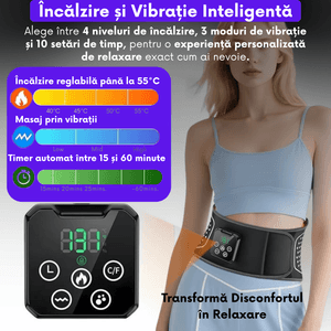 Centura Masaj Lombar cu Incalzire 4 Trepte si Compresie cu Aer 4 Perne, Masaj Vibratoriu 3 Niveluri, Wireless