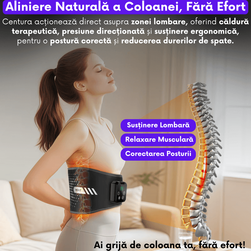 Ingrijire personala si Cosmetice - Sanatate si wellness - Articole wellness - Aparate si dispozitive de masaj - Centura Masaj Lombar cu Incalzire 4 Trepte si Compresie cu Aer 4 Perne, Masaj Vibratoriu 3 Niveluri, Wireless - Infinity.ro
