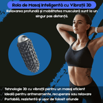 Ingrijire personala si Cosmetice - Sanatate si wellness - Articole wellness - Aparate si dispozitive de masaj - Rola de Masaj Electrica 3D  cu Vibratii 4 Niveluri, Autonomie 2200 mAh si Incarcare USB, Compacta si Portabila, - Infinity.ro