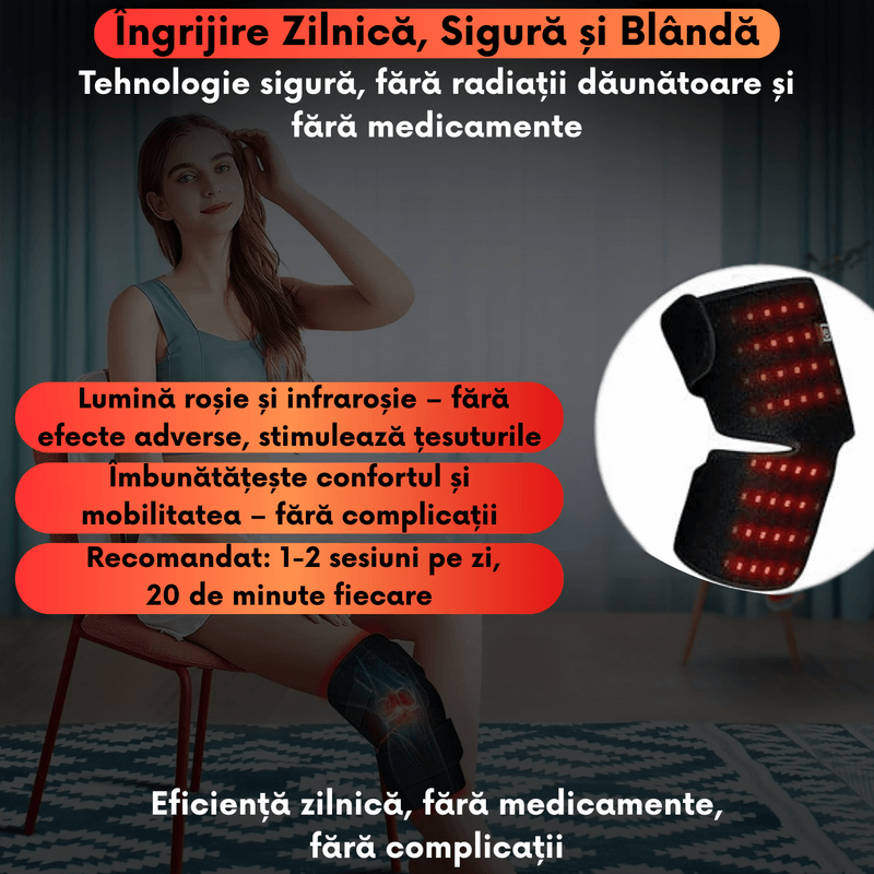 Ingrijire personala si Cosmetice - Sanatate si wellness - Articole wellness - Aparate si dispozitive de masaj - Dispozitiv Terapie Lumina Rosie si Infrarosie pentru Articulatii – 96 LED-uri, Incalzire si Modul Puls, Caldura Blanda - Infinity.ro