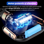 Ingrijire personala si Cosmetice - Sanatate si wellness - Articole wellness - Aparate si dispozitive de masaj - Aparat de Masaj Tip Pistol cu 4 Capete Interschimbabile, Banda de Stretching, 5 Viteze Pana la 3200 RPM, Autonomie 4 ore - Infinity.ro