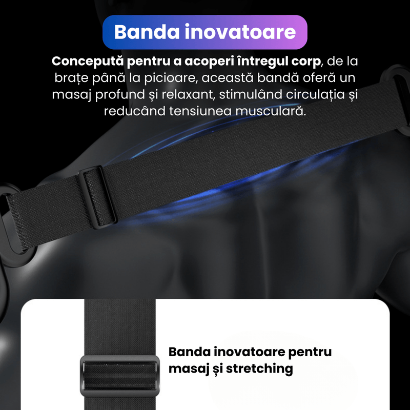 Ingrijire personala si Cosmetice - Sanatate si wellness - Articole wellness - Aparate si dispozitive de masaj - Aparat de Masaj Tip Pistol cu 4 Capete Interschimbabile, Banda de Stretching, 5 Viteze Pana la 3200 RPM, Autonomie 4 ore - Infinity.ro
