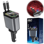Laptop, Telefoane si Tablete - Telefoane mobile si accesorii - Accesorii Telefoane - Incarcatoare telefoane - Incarcator Auto Retractabil 4-in-1, 66W, Cabluri Retractabile Lightning & Type-C, USB-A si USB-C, Proiectie Stelara - Infinity.ro
