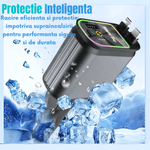 Laptop, Telefoane si Tablete - Telefoane mobile si accesorii - Accesorii Telefoane - Incarcatoare telefoane - Incarcator Auto Retractabil 4-in-1, 66W, Cabluri Retractabile Lightning & Type-C, USB-A si USB-C, Proiectie Stelara - Infinity.ro