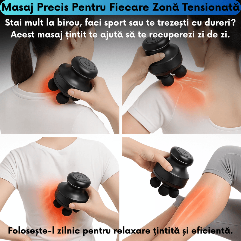 Ingrijire personala si Cosmetice - Sanatate si wellness - Articole wellness - Aparate si dispozitive de masaj - Aparat de Masaj Percutant cu Motor Fara Perii, 5 Viteze Reglabile 1200-2500 RPM, 4 Capete, Autonomie Extinsa - Infinity.ro