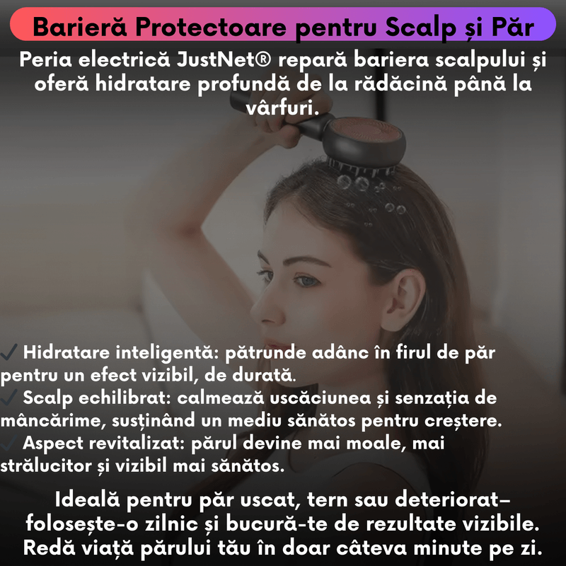 Ingrijire personala si Cosmetice - Sanatate si wellness - Articole wellness - Aparate si dispozitive de masaj - Perie Electrica de Masaj pentru Scalp cu Vibratii 3 Trepte, Lumina LED Rosie si Albastra, Aplicator Uleiuri, Pulsuri EMS - Infinity.ro