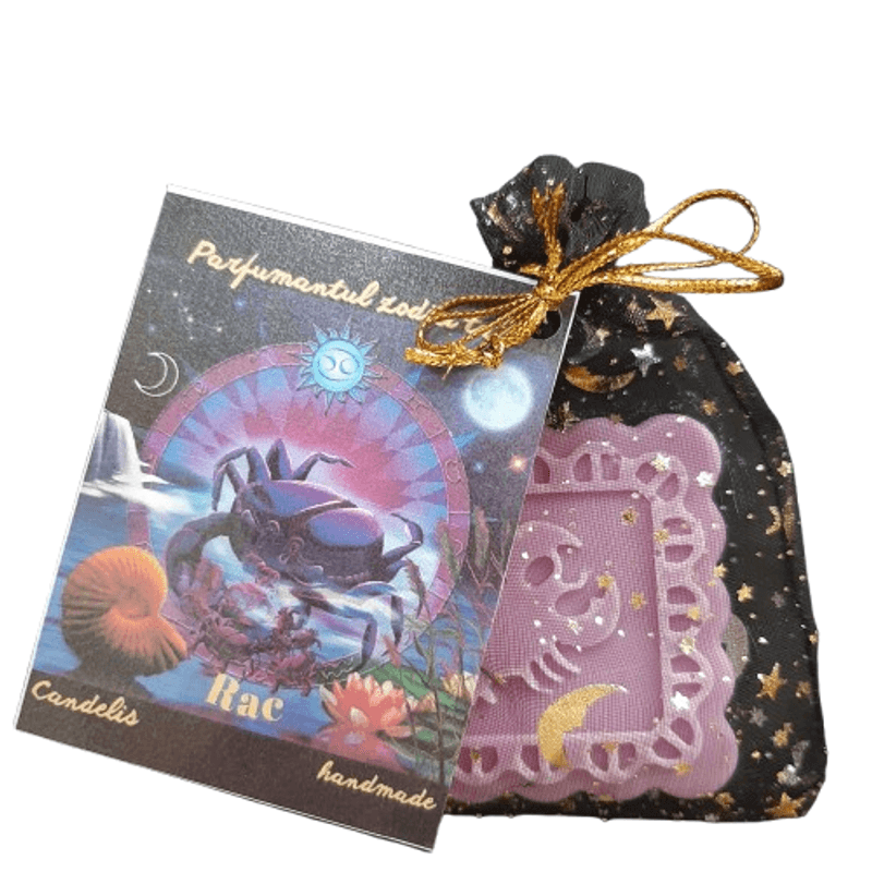 Casa si Gradina - Decoratiuni - Aromaterapie si lumanari - Odorizante camera - Odorizant Zodia Ta, Rac – Trandafir, Cedru, Bujor, tableta parfumata dulap, handmade, Candelis, ceară soia, 35g - Infinity.ro