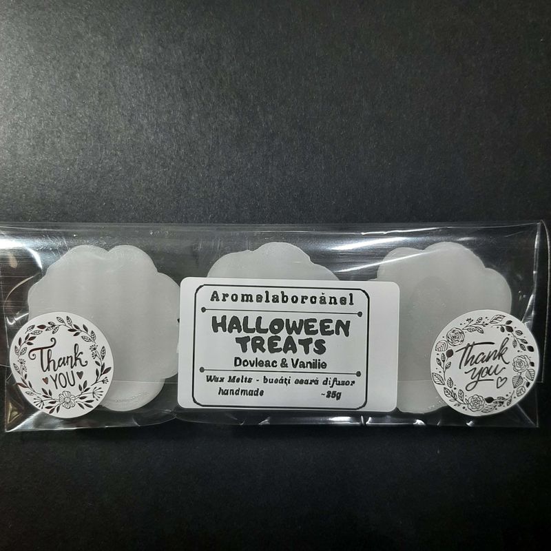 Casa si Gradina - Decoratiuni - Aromaterapie si lumanari - Lumanari si candele - Set Wax Melts figurine ceara parfumata, Halloween Treats – Dovleac, Vanilie, Aromelaborcănel, aromaterapie, 25g - Infinity.ro