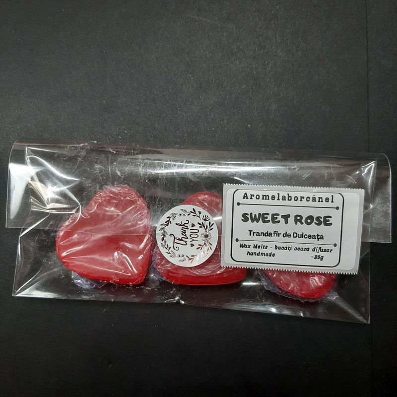 Casa si Gradina - Decoratiuni - Aromaterapie si lumanari - Ceara parfumata - Set Wax Melts figurine ceara soia parfumata, Sweet Rose – Trandafir, handmade, aromaterapie, 25g - Infinity.ro