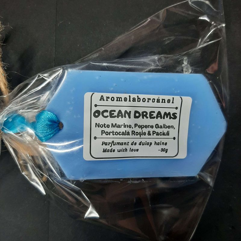 Casa si Gradina - Decoratiuni - Aromaterapie si lumanari - Odorizante camera - Parfumant dulap haine, Ocean Dreams – Note marine, Pepene Galben, Portocală roșie, Paciuli, Hexagon, handmade, 30g - Infinity.ro