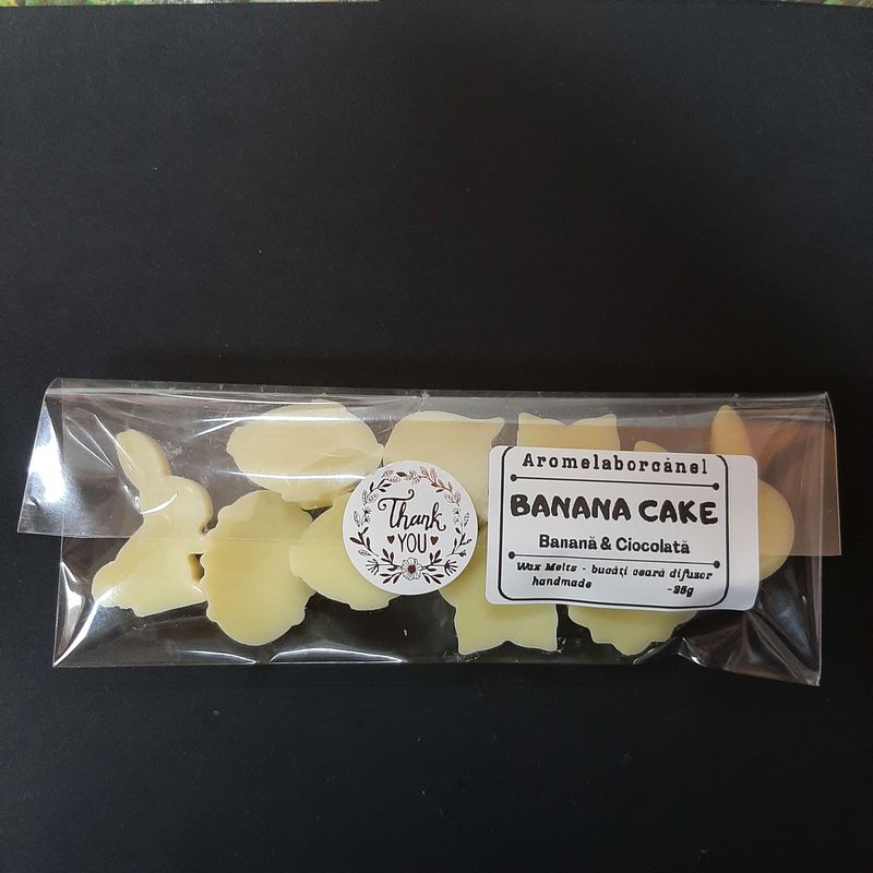 Casa si Gradina - Decoratiuni - Aromaterapie si lumanari - Lumanari si candele - Set Wax Melts figurine ceara soia parfumata, Banana Cake – Banana, Ciocolata, handmade, aromaterapie, 25g - Infinity.ro
