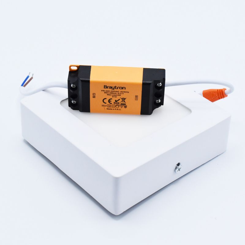 Casa si Gradina - Corpuri si surse de iluminat - Plafoniere, aplice si spoturi - Spot LED 6W Aplicat, Patrat, Braytron, 350lm, Lumina Rece (6500K), Alb - Infinity.ro