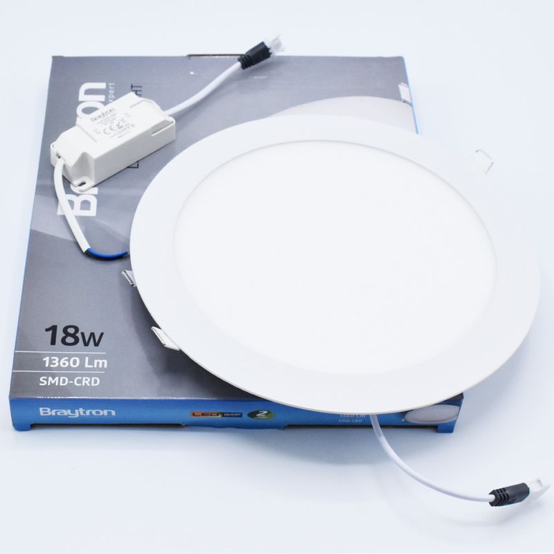 Casa si Gradina - Corpuri si surse de iluminat - Plafoniere, aplice si spoturi - Spot LED 18W Incastrat, Rotund, Braytron, 1760lm, Lumina Neutra (4200K), Alb - Infinity.ro
