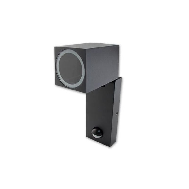 Casa si Gradina - Corpuri si surse de iluminat - Plafoniere, aplice si spoturi - Aplica pentru exterior mobila, cu senzor de miscare, negru mat, 1 bec, dulie GU10, IP44, Masterled - Infinity.ro