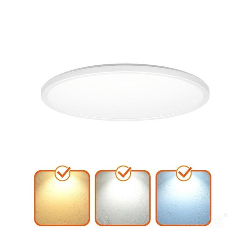 Casa si Gradina - Corpuri si surse de iluminat - Plafoniere, aplice si spoturi - Plafoniera LED Nivera rotunda cu senzor de miscare si lumina 18W, 1800lm, IP54, lumina calda/neutra/rece, alba, Kobi - Infinity.ro