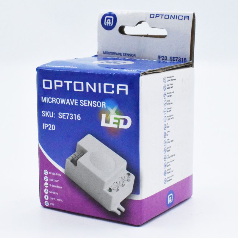 Casa si Gradina - Electrice - Smart Home - Centrale si module smart home - Senzor de miscare cu microunde, 180-360 grade, max 300W LED, IP20, alb - Infinity.ro