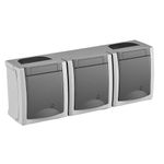 Casa si Gradina - Electrice - Prize - Priza tripla cu impamantare IP54 Pacific Panasonic, PT, gri - Infinity.ro