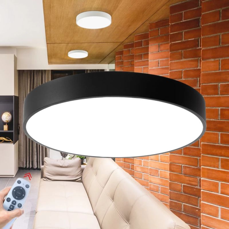 Casa si Gradina - Corpuri si surse de iluminat - Plafoniere, aplice si spoturi - Plafoniera LED Blade-SR, rotunda, cu telecomanda, 45W, 3680lm, lumina calda+neutra+rece, IP20, neagra,Braytron Plus - Infinity.ro