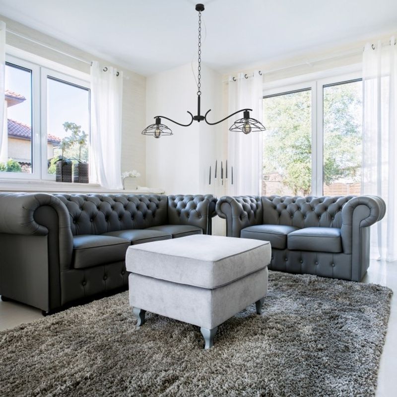 Casa si Gradina - Corpuri si surse de iluminat - Lustre si pendule - Lustra Rona Kobi, 2xE27, negru, metal - Infinity.ro