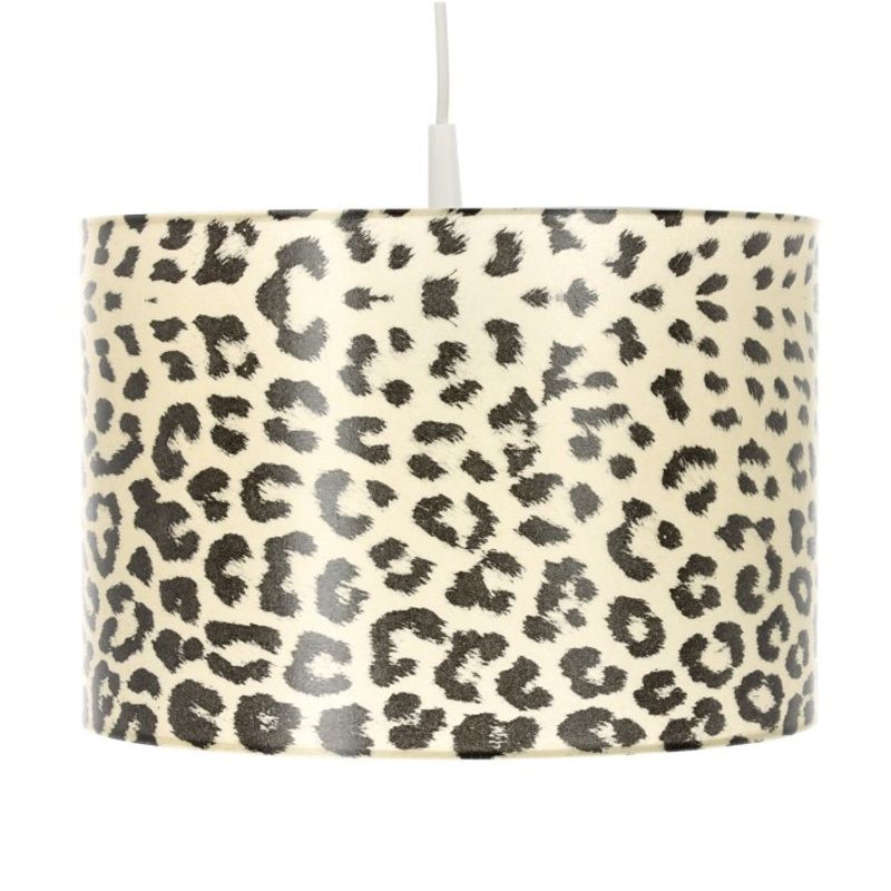 Casa si Gradina - Corpuri si surse de iluminat - Lustre si pendule - Pendul suspendat Gepard Kobi, alb cu imprimeu leopard, 1xE27, Ø30 cm - Infinity.ro