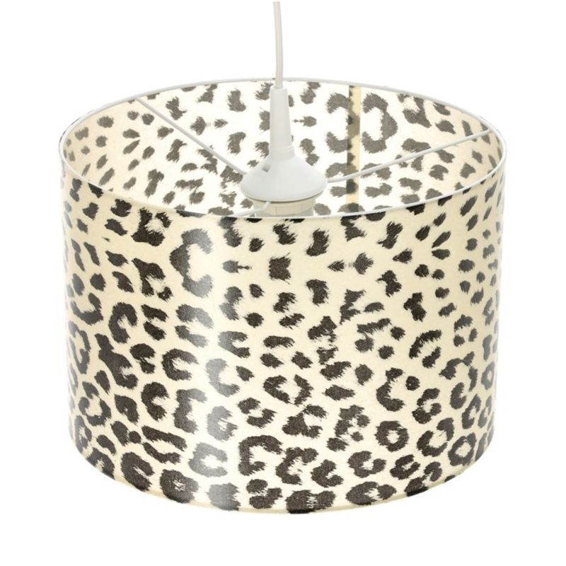 Casa si Gradina - Corpuri si surse de iluminat - Lustre si pendule - Pendul suspendat Gepard Kobi, alb cu imprimeu leopard, 1xE27, Ø30 cm - Infinity.ro
