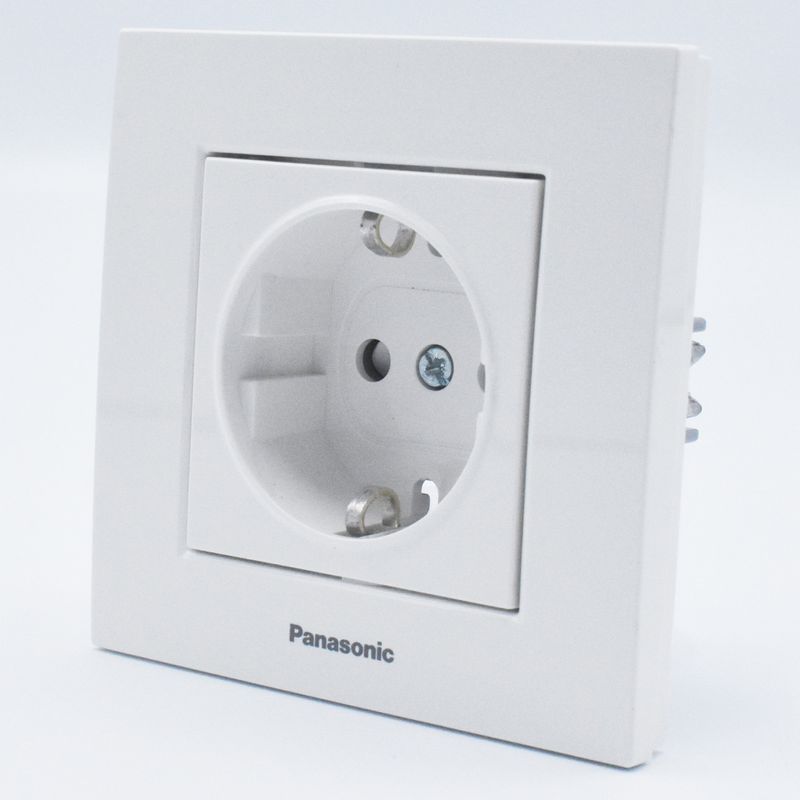 Casa si Gradina - Electrice - Prize - Priza simpla cu impamantare si protectie copil Karre Plus Pansonic, ST, alba - Infinity.ro