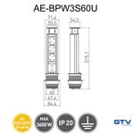 Casa si Gradina - Electrice - Prize - Priza turn incastrabila in blat, 3 prize schuko + 2 USB 5V 2.1A, argintiu + negru, cablu 1.5m, GTV - Infinity.ro