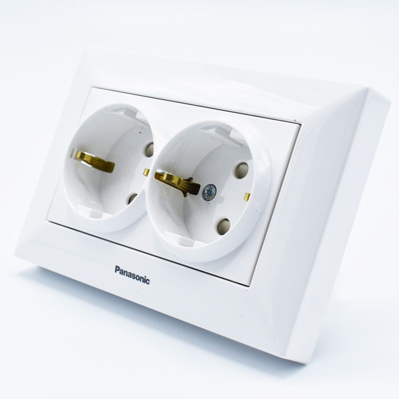 Casa si Gradina - Electrice - Prize - Priza dubla cu impamantare si protectie copii Arkedia Panasonic, ST, alba - Infinity.ro