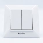 Casa si Gradina - Electrice - Distributie electrica si comanda - Intrerupatoare - Intrerupator dublu, 10A, IP20, Alb, Panasonic Arkedia Slim - Infinity.ro