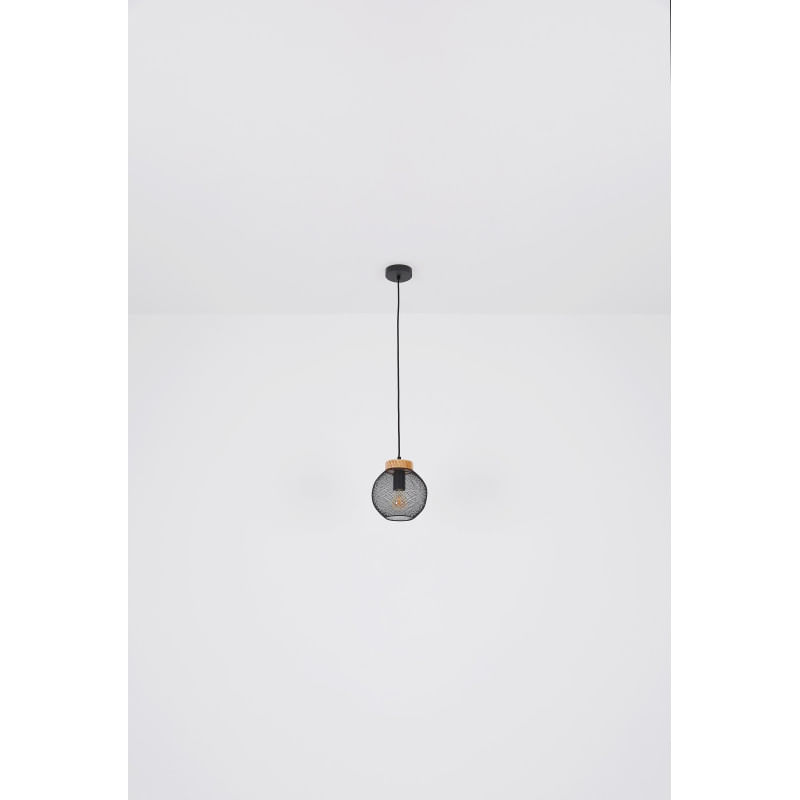 Casa si Gradina - Corpuri si surse de iluminat - Lustre si pendule - Pendul Pablo 15663H, 1xE27, negru mat+maro, IP20, Globo - Infinity.ro