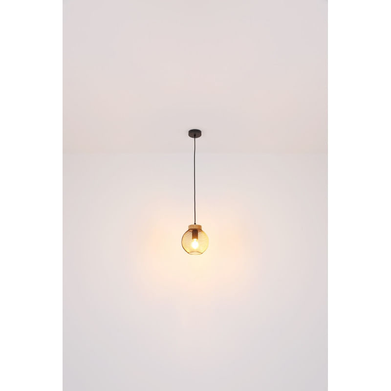 Casa si Gradina - Corpuri si surse de iluminat - Lustre si pendule - Pendul Pablo 15663H, 1xE27, negru mat+maro, IP20, Globo - Infinity.ro