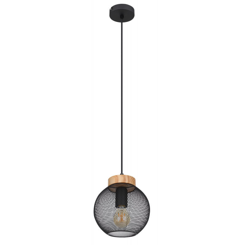 Casa si Gradina - Corpuri si surse de iluminat - Lustre si pendule - Pendul Pablo 15663H, 1xE27, negru mat+maro, IP20, Globo - Infinity.ro