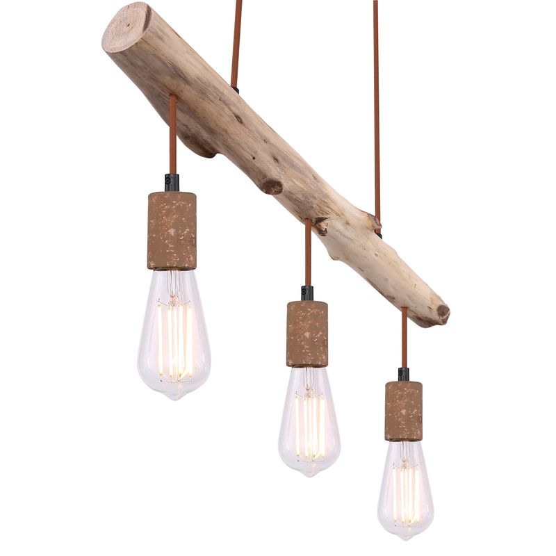 Casa si Gradina - Corpuri si surse de iluminat - Lustre si pendule - Lustra Jakob 15327-3N, 3xE27, IP20, lemn+ruginiu, Globo Lighting - Infinity.ro