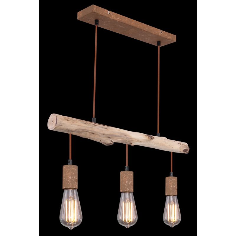 Casa si Gradina - Corpuri si surse de iluminat - Lustre si pendule - Lustra Jakob 15327-3N, 3xE27, IP20, lemn+ruginiu, Globo Lighting - Infinity.ro