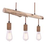 Casa si Gradina - Corpuri si surse de iluminat - Lustre si pendule - Lustra Jakob 15327-3N, 3xE27, IP20, lemn+ruginiu, Globo Lighting - Infinity.ro