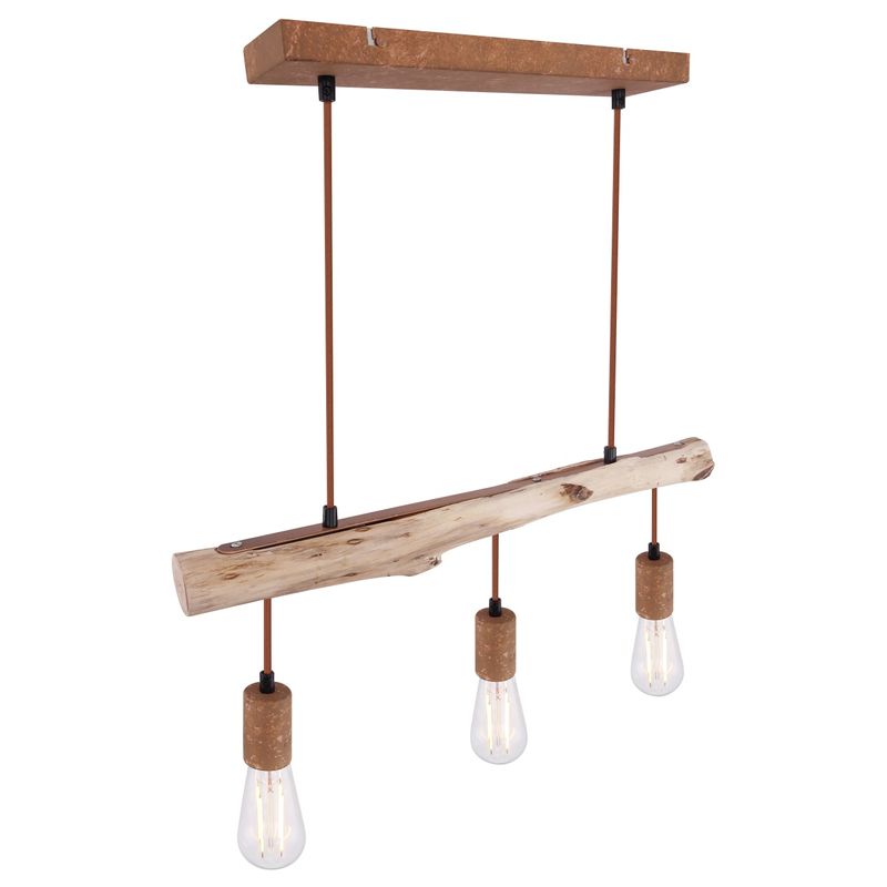 Casa si Gradina - Corpuri si surse de iluminat - Lustre si pendule - Lustra Jakob 15327-3N, 3xE27, IP20, lemn+ruginiu, Globo Lighting - Infinity.ro