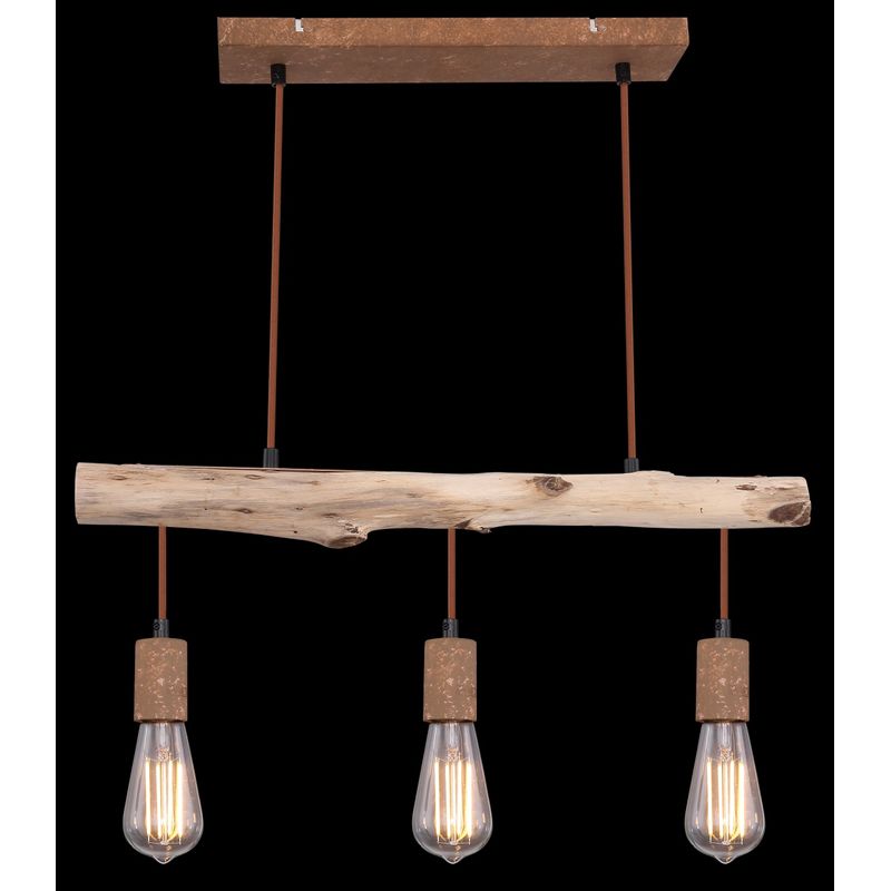 Casa si Gradina - Corpuri si surse de iluminat - Lustre si pendule - Lustra Jakob 15327-3N, 3xE27, IP20, lemn+ruginiu, Globo Lighting - Infinity.ro