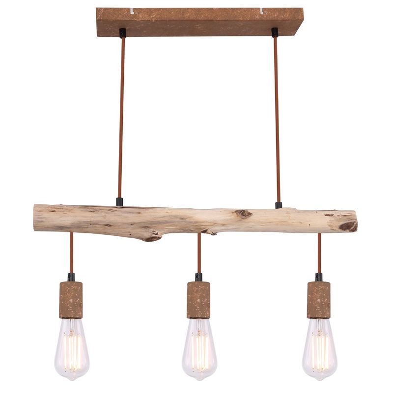 Casa si Gradina - Corpuri si surse de iluminat - Lustre si pendule - Lustra Jakob 15327-3N, 3xE27, IP20, lemn+ruginiu, Globo Lighting - Infinity.ro