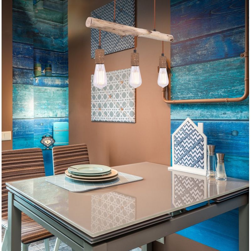 Casa si Gradina - Corpuri si surse de iluminat - Lustre si pendule - Lustra Jakob 15327-3N, 3xE27, IP20, lemn+ruginiu, Globo Lighting - Infinity.ro