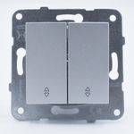 Casa si Gradina - Electrice - Distributie electrica si comanda - Intrerupatoare - Intrerupator dublu alternativ, 10A, IP20, Argintiu, Panasonic Arkedia Slim/Karre Plus - Infinity.ro
