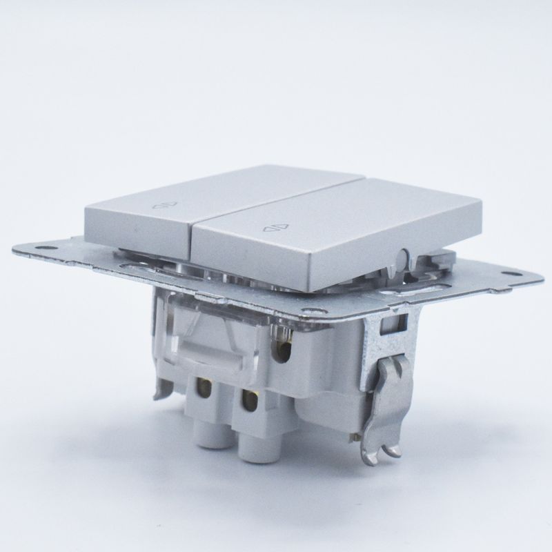 Casa si Gradina - Electrice - Distributie electrica si comanda - Intrerupatoare - Intrerupator dublu alternativ, 10A, IP20, Argintiu, Panasonic Arkedia Slim/Karre Plus - Infinity.ro