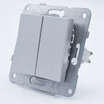 Casa si Gradina - Electrice - Distributie electrica si comanda - Intrerupatoare - Intrerupator dublu, 10A, IP20, Argintiu, Panasonic Arkedia Slim / Karre Plus - Infinity.ro