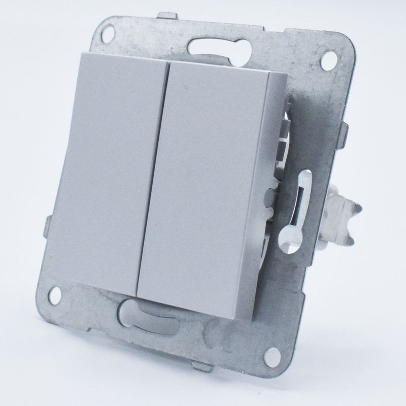 Casa si Gradina - Electrice - Distributie electrica si comanda - Intrerupatoare - Intrerupator dublu, 10A, IP20, Argintiu, Panasonic Arkedia Slim / Karre Plus - Infinity.ro